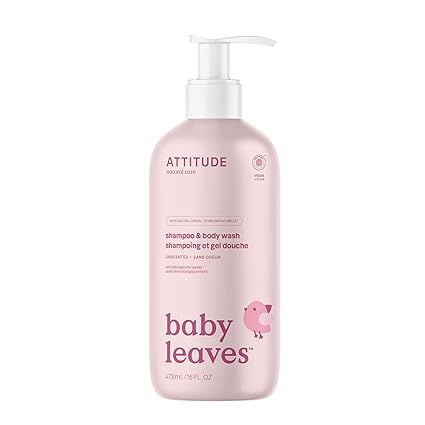 ATTITUDE BABY LEAVES 2-IN-1 SHAMPOO & BODY WASH UNSCENTED 16OZ