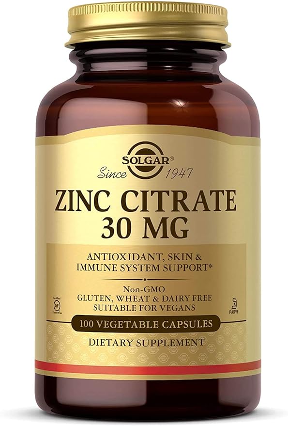 Solgar Zinc Citrate 30 mg Vegetable Capsules 100V cap