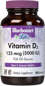 Bluebonnet Vitamin D3 125 mcg (5000 IU) Fish Oil Source