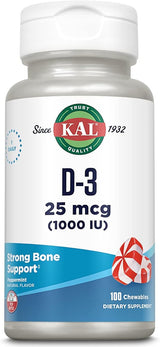 Kal D3 Peppermint 100CT 25MCG Chewable