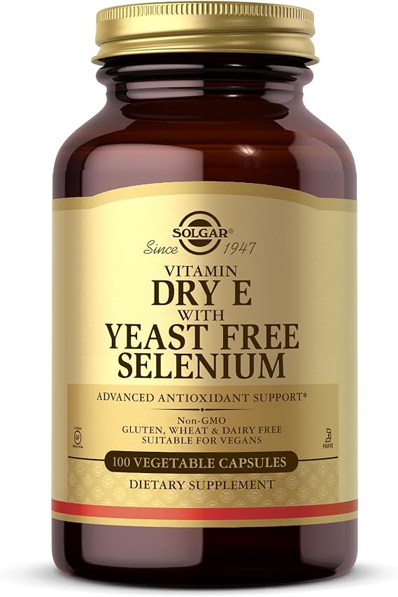 Solgar Dry Vitamin E with Yeast-Free Selenium Vegetable Capsules 100 V cap