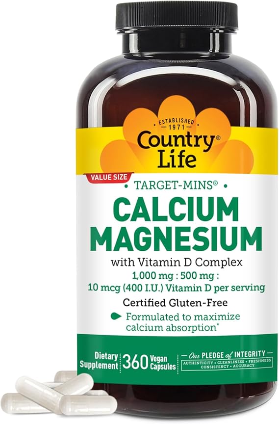 Country Life CALCIUM/MAGNESIUM + VITAMIN D 360 Vegicaps