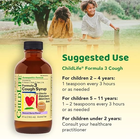 Formula 3 Cough Syrup With Umka Elderberry Wild Cherry Bark Berry Flavor