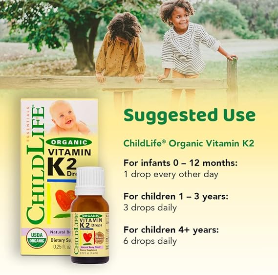 Organic Vitamin K2 Drops 5 mcg Per Drop Berry Flavor