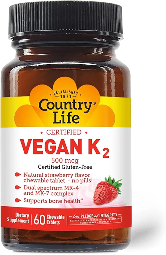 Country Life VEGAN K2 500MCG 60 Chewable