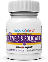 Superior Source No Shot Methylcobalamin B-12 1,000 mcg B-6 2 mg & Floic Acid 400 mcg