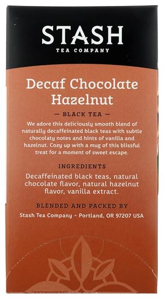 STASH TEA Chocolate Hazelnut Tea Decaffeinated 18 BAG