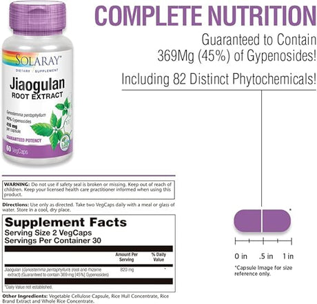Solaray Vital Extracts Jiaogulan 60CT 820MG Veg Capsule