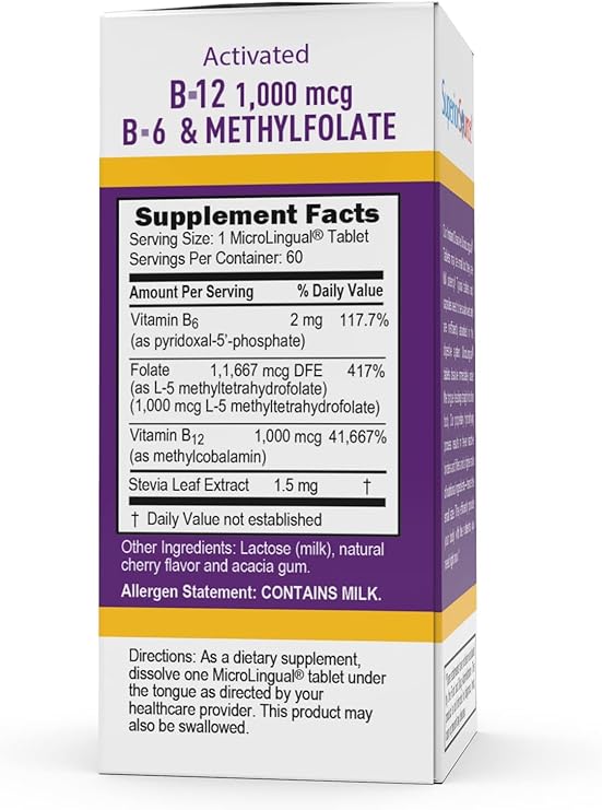 Activated B-12 Methylcoblamin 1,000 mcg B-6  & Methylfolate 1,000 mcg