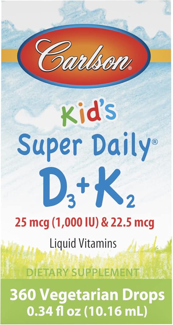 Carlson Kids Super Daily D3+K2 (25mcg (1,000 IU) & 22.5 mcg)