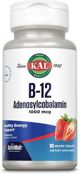 Kal B-12 Adenosylcobalamin Strawberry 90CT 1000MCG Lozenge