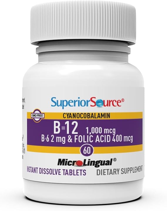 Superior Source No Shot Cynocobalamin B-12 1,000 mcg B-6 & Folic Acid 400 mcg