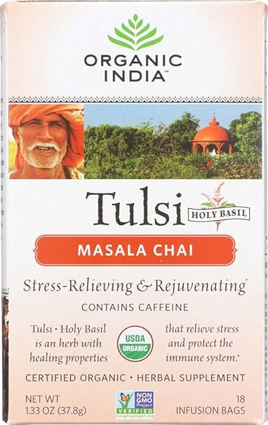 ORGANIC INDIA Tulsi Tea Chai Masala w/ Caffeine 18 BAG