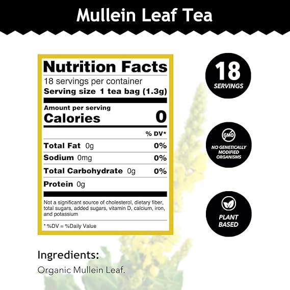 BUDDHA TEAS Organic Mullein Leaf Tea 18 BAG