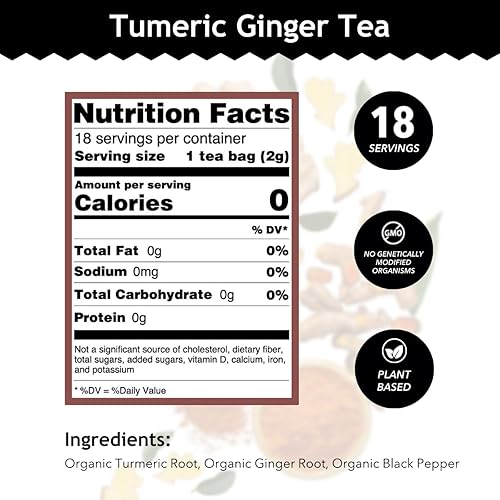 BUDDHA TEAS Organic Turmeric Ginger Tea 18 BAG