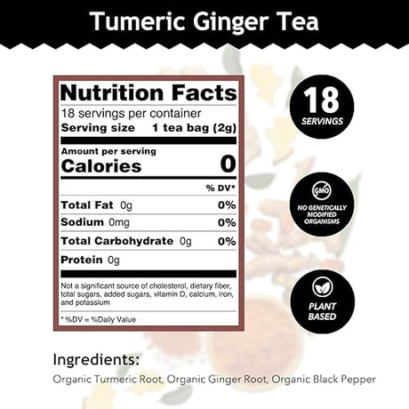 BUDDHA TEAS Organic Turmeric Ginger Tea 18 BAG