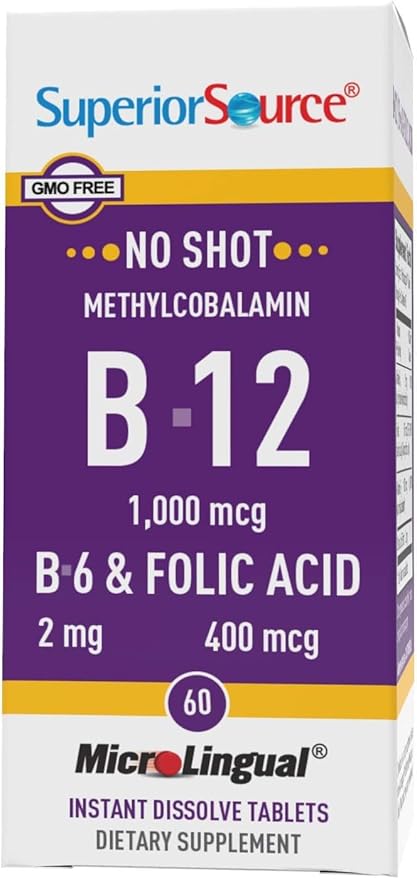 Superior Source No Shot Methylcobalamin B-12 1,000 mcg B-6 2 mg & Floic Acid 400 mcg