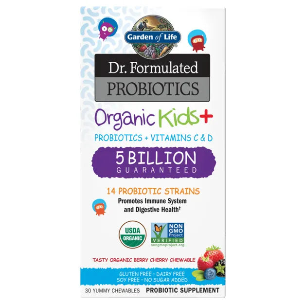 Garden of Life Dr. Formulated Probiotics Organic Kids Berry Cherry COOLER 30ct CHEWABLES