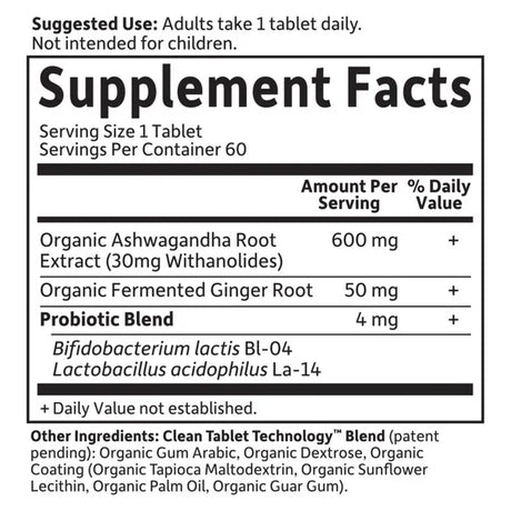 Garden of Life GOL Organics Ashwagandha 60ct TABLETS