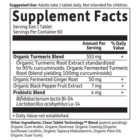 Garden of Life GOL Organics Turmeric Extra Strength 60ct TABLETS