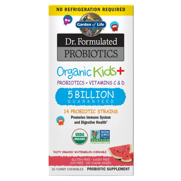 Garden of Life Dr. Formulated Probiotics Organic Kids Watermelon SHELF 30ct CHEWABLES