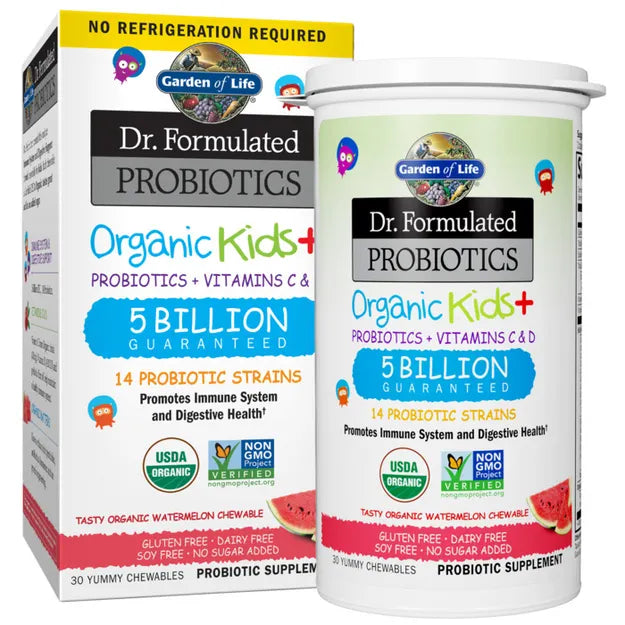 Garden of Life Dr. Formulated Probiotics Organic Kids Watermelon SHELF 30ct CHEWABLES