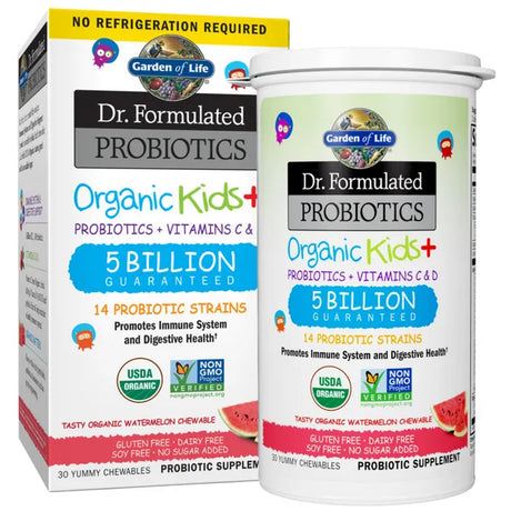 Garden of Life Dr. Formulated Probiotics Organic Kids Watermelon SHELF 30ct CHEWABLES