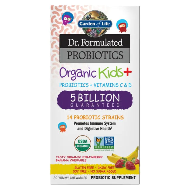 Garden of Life Dr. Formulated Probiotics Organic Kids Straw/Banana COOLER 30ct CHEWABLES