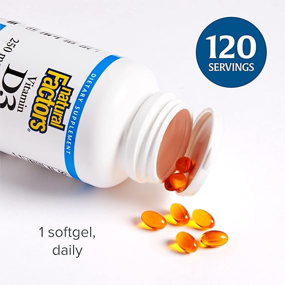 Natural Factors VITAMIN D3 250 MCG (10,000 IU) 120/SG