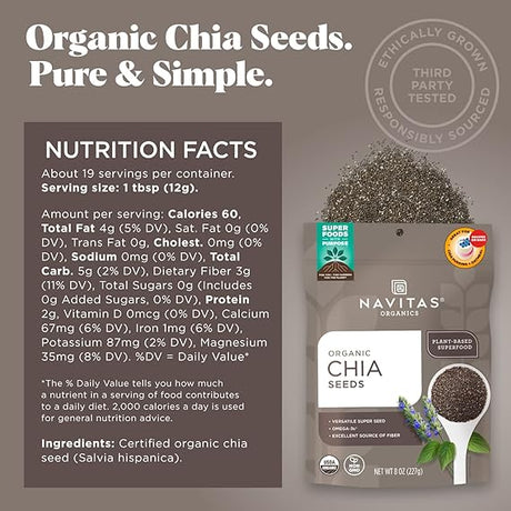 NAVITAS ORGANICS CHIA seeds 8 oz