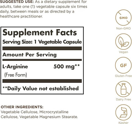 Solgar L-Arginine 500 mg Vegetable Capsules 100V cap