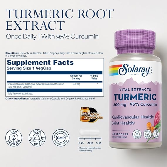 Solaray Vital Extracts Turmeric 30CT 600MG Veg Capsule