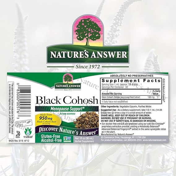 NATURE'S ANSWER ALC FREE BLACK COHOSH 1OZ