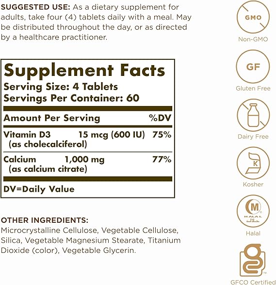 Solgar Calcium Citrate with Vitamin D3 Tablets 240tablet