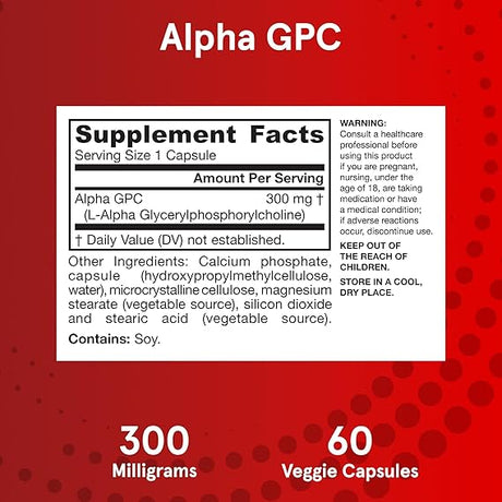 Alpha GPC Choline Source 300 mg 60 Veggie Capsules