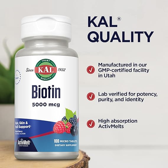 Kal Biotin Mixed Berry 100CT 5000MCG Lozenge