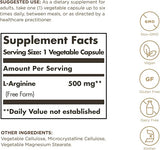 Solgar L-Arginine 500 mg Vegetable Capsules 250V cap