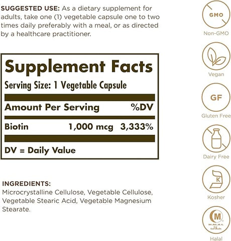 Solgar Biotin 1000 mcg Vegetable Capsules 100V cap