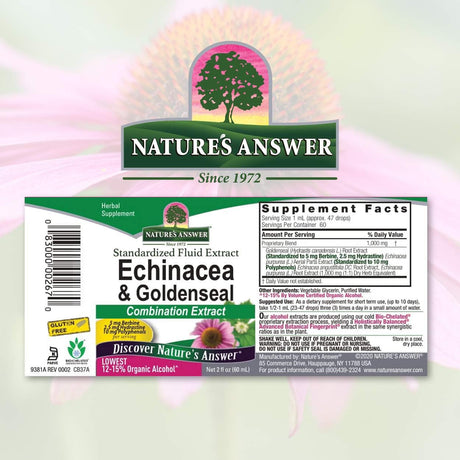 Nature's Answer Echinacea & Goldenseal with Organic Alcohol, 2-Fluid Ounces | Promotes Overall Wellness | Natural Immune Booster | Inflammatory Reducer