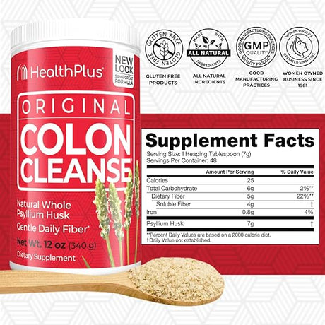 Original Colon Cleanse Natural Whole Psyllium Husk Gentle Daily Fiber