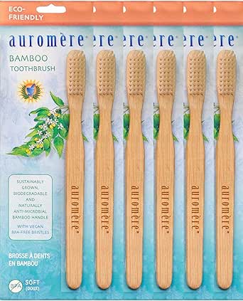 AUROMERE BAMBOO TOOTHBRUSH SHELF PACK 6PC