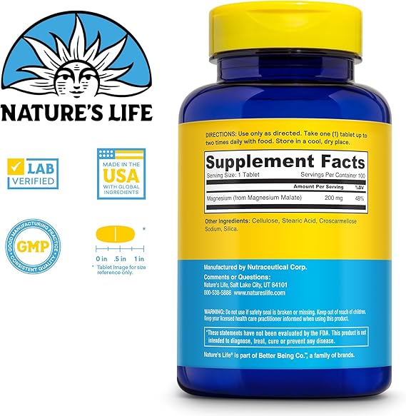 Natures Life Renewing Magnesium Malate 100ct 200mg