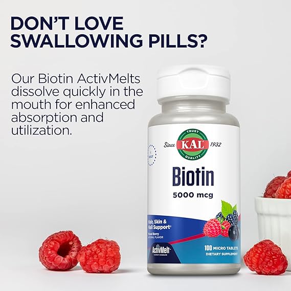 Kal Biotin Mixed Berry 100CT 5000MCG Lozenge