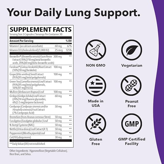 Lung Capaci-T - Respiratory Support Supplement - CoQ10, N-Acetyl Cysteine