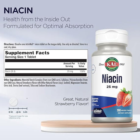 Kal Niacin Strawberry 200CT 25MG Tablet