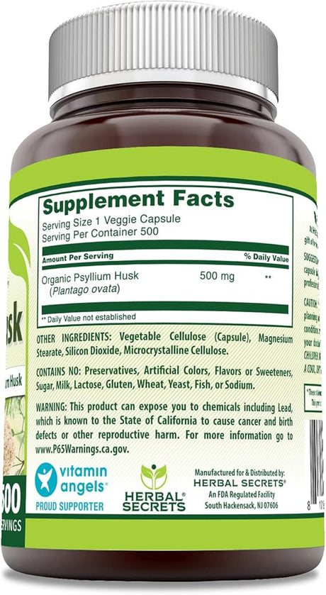 Psyllium Husk 500 Veggie Capsules