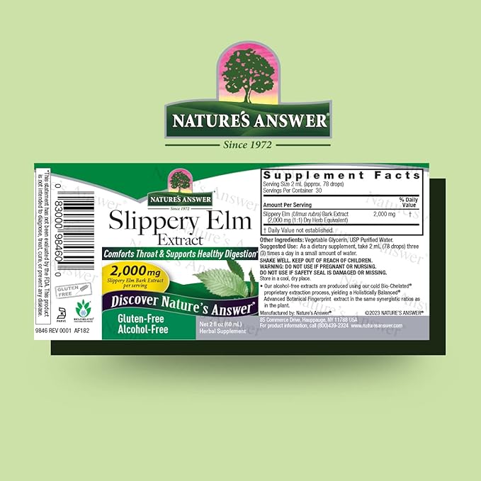 NATURE'S ANSWER SLIPPERY ELM EXTRACT ALCOHOL FREE 2OZ