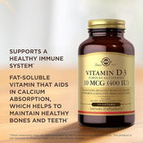 Solgar Vitamin D3 (Cholecalciferol) 10 mcg (400 IU) Softgels 250softgel