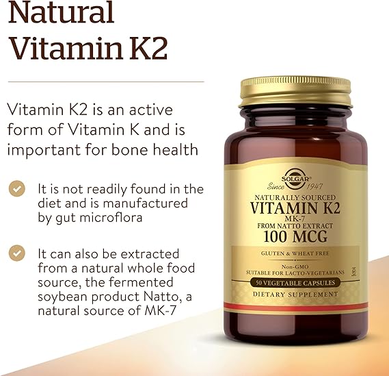 Solgar Naturally Sourced Vitamin K2 (MK-7) 100 mcg Vegetable Capsules 50V cap