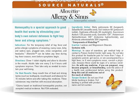 SOURCE NATURALS ALLERCETIN ALLERGY & SINUS 48 TABS